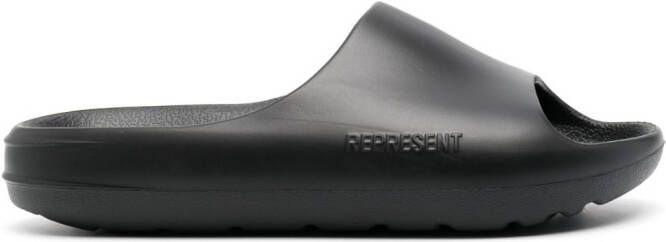 Represent Slippers met gegraveerd logo Zwart