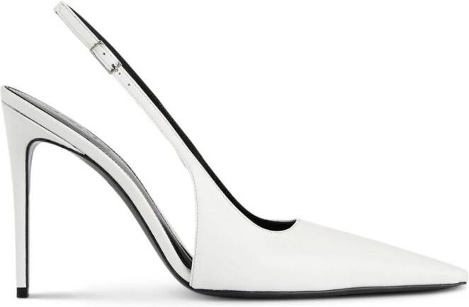 Retrofete Slingback pumps met puntige neus Wit