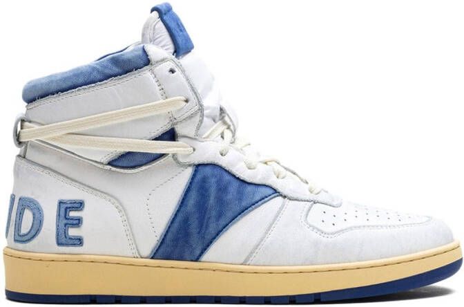 RHUDE Rechess "White Royal Blue" high-top sneakers Wit