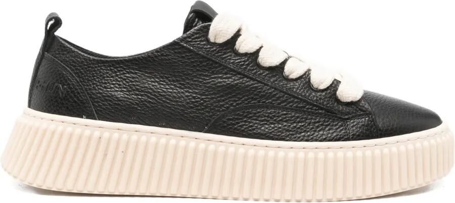 Rhun Leren sneakers met plateauzool Zwart