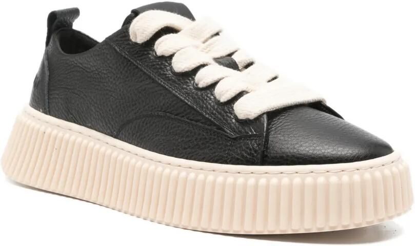 Rhun Leren sneakers met plateauzool Zwart - Foto 3