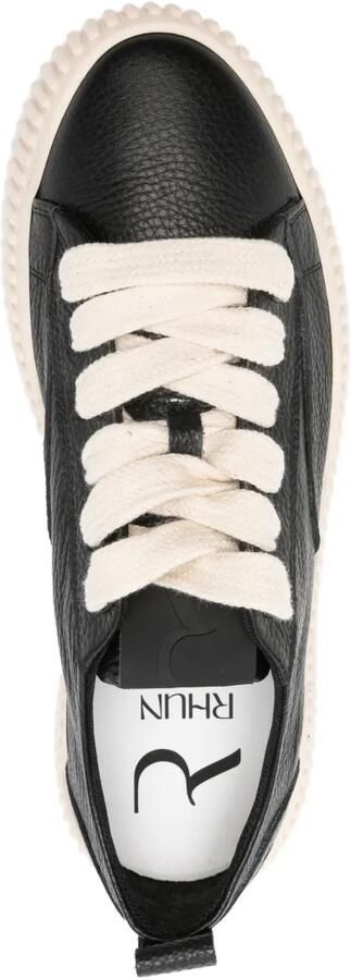 Rhun Leren sneakers met plateauzool Zwart - Foto 4