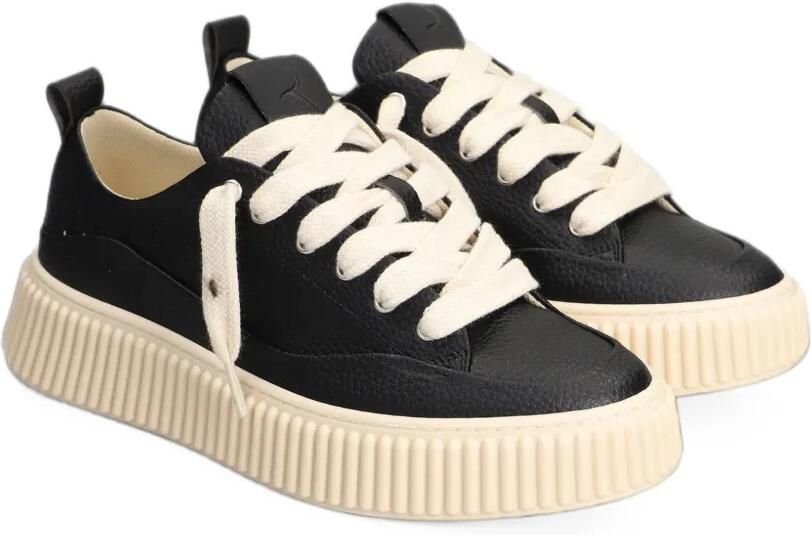 Rhun Chunky low-top sneakers van leer met korrelstructuur Zwart - Foto 3