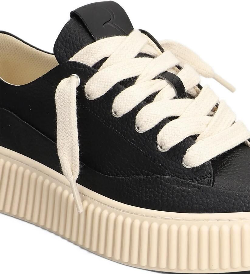 Rhun Chunky low-top sneakers van leer met korrelstructuur Zwart - Foto 2