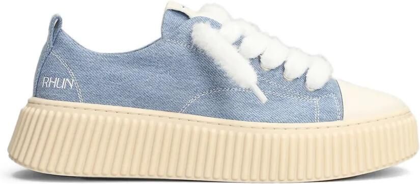 Rhun Sneakers met plateauzool en denim-textuur Blauw