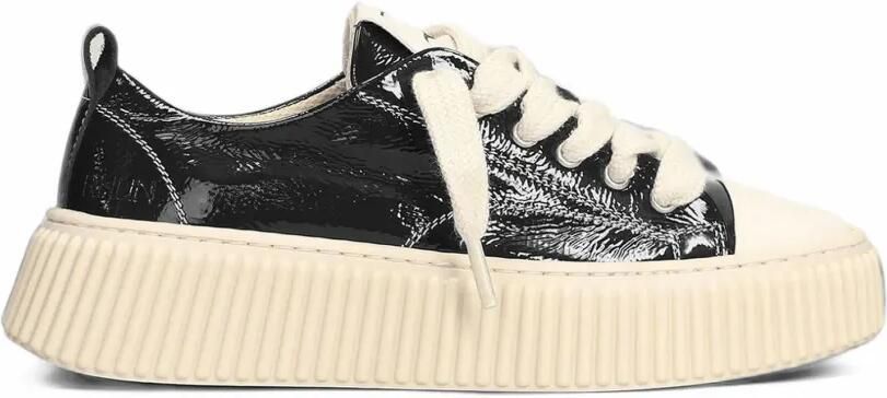 Rhun Lakleren sneakers met plateauzool Zwart