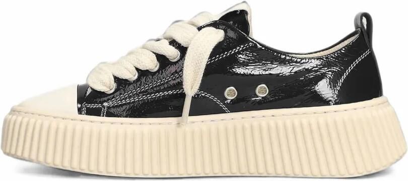 Rhun Lakleren sneakers met plateauzool Zwart - Foto 5