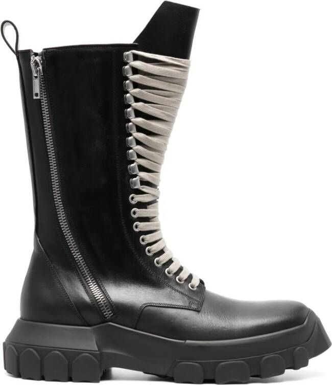 Rick Owens Army Tractor leren laarzen Zwart