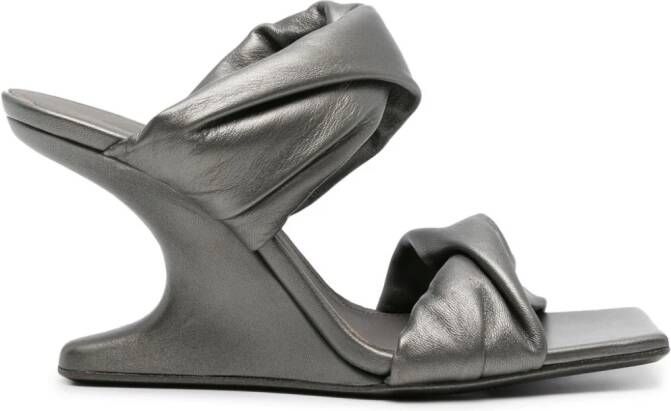 Rick Owens Cantilever 110mm metallic mules Zilver