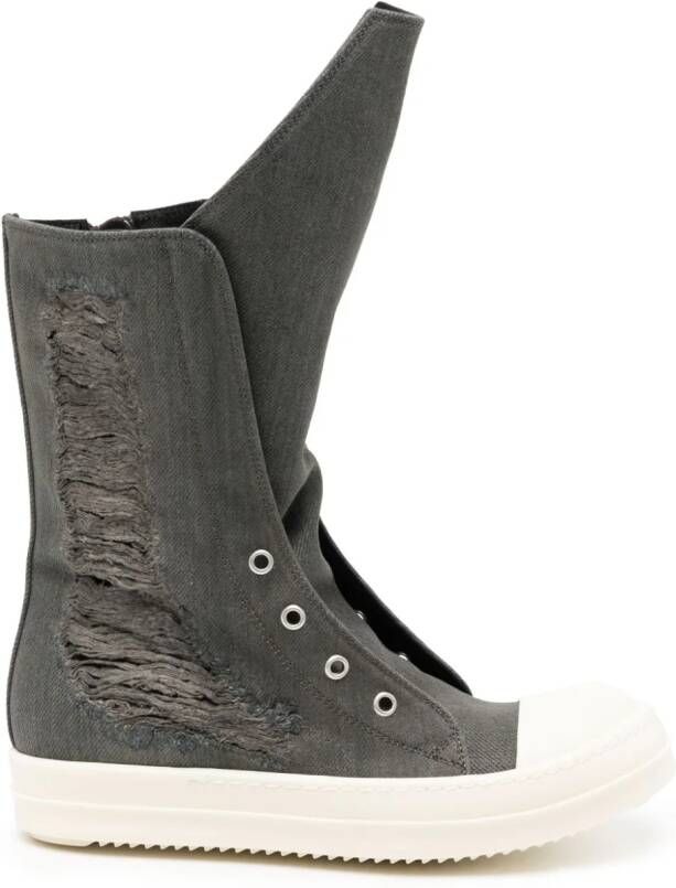 Rick Owens DRKSHDW distressed sneaker boots Grijs