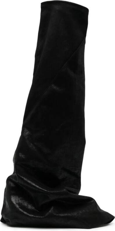 Rick Owens DRKSHDW slouchy layered knee-high boots Zwart