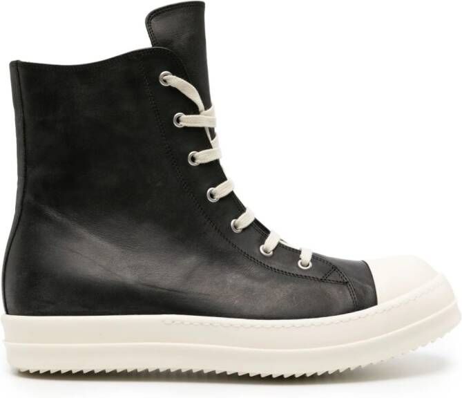 Rick Owens High-top leren sneakers Zwart