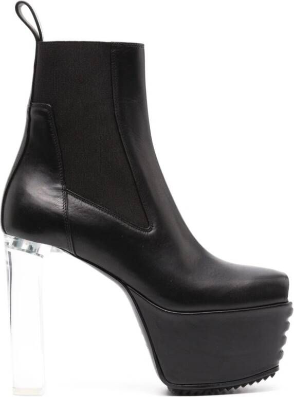 Rick Owens 160 mm leren laarzen met hak en open neus Zwart