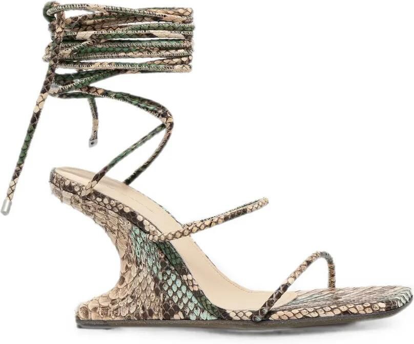 Rick Owens Lilies Cantilever sandalen met slangen-effect en striksluiting Beige