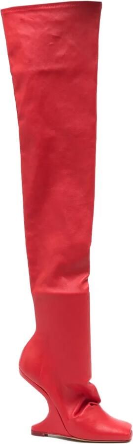 Rick Owens Lilies Overknee laarzen Rood