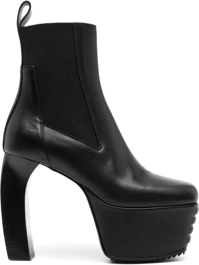 Rick Owens 125 mm laarzen met plateauzool Zwart