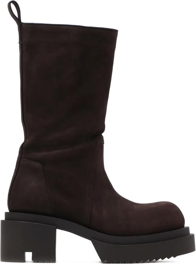 Rick Owens 60 mm Bogun combat boots met plateauzool Bruin