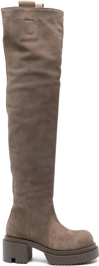 Rick Owens 70 mm Wader Bogun overknee laarzen Bruin