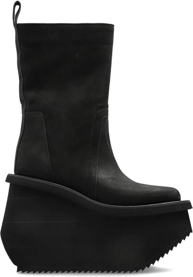 Rick Owens Enkellaarzen met plateauzool Zwart