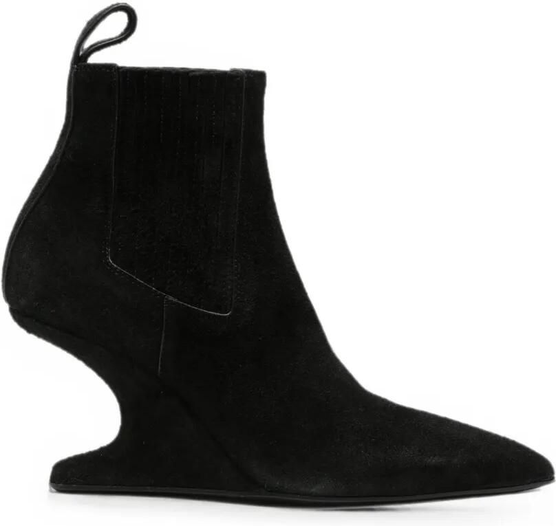Rick Owens Enkellaarzen met sculpturale sleehak Zwart
