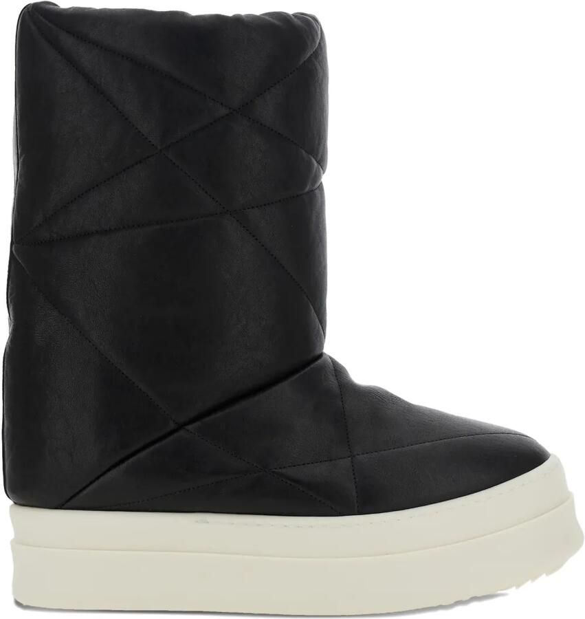 Rick Owens Gewatteerde leren laarzen Zwart