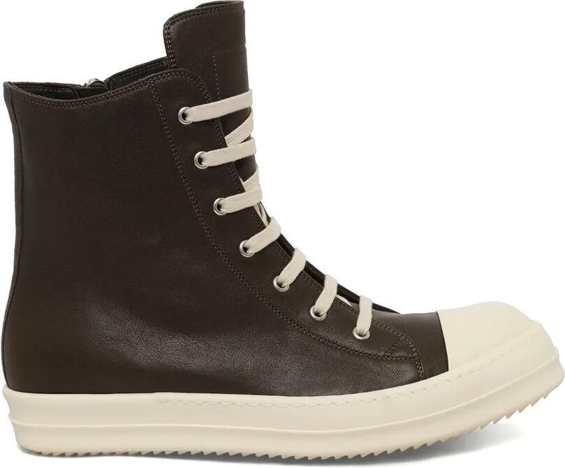 Rick Owens Leren high-top sneakers Bruin