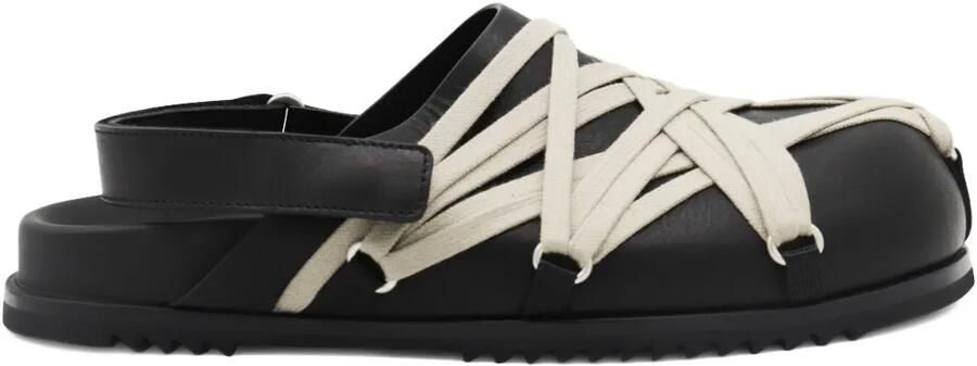 Rick Owens Leren loafers met gekruiste bandjes Zwart