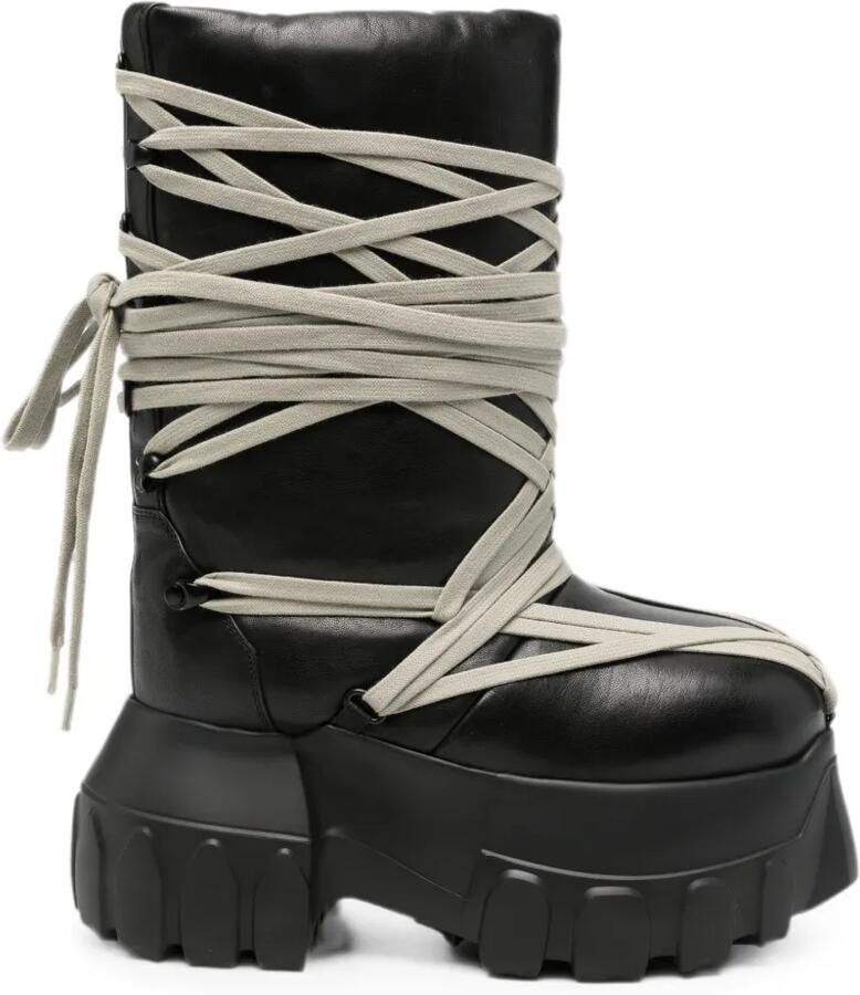 Rick Owens Megalace Lunar Mega Tractor veterlaarzen Zwart