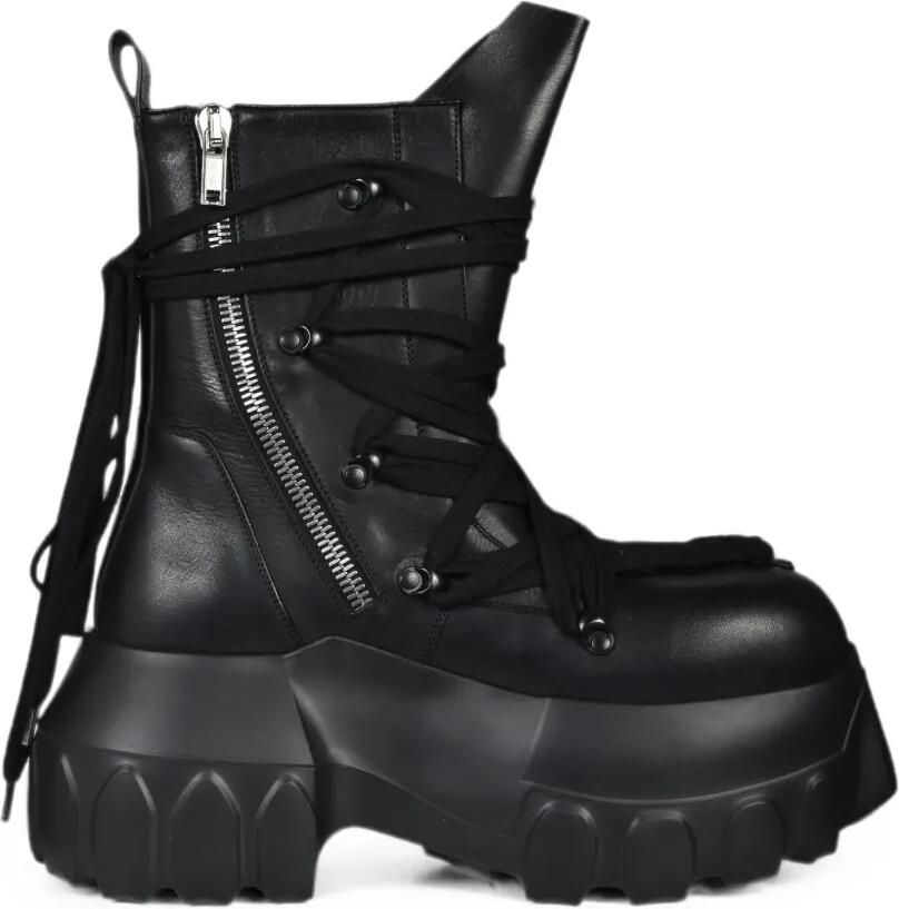 Rick Owens Megalace Mega Tractor veterlaarzen met chunky zool Zwart