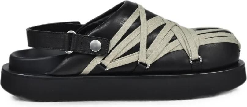 Rick Owens Muiltjes met plateauzool en veters Zwart