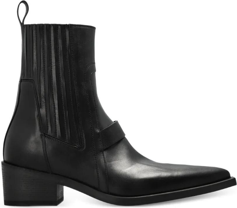 Rick Owens Pointed Silver enkellaarzen Zwart