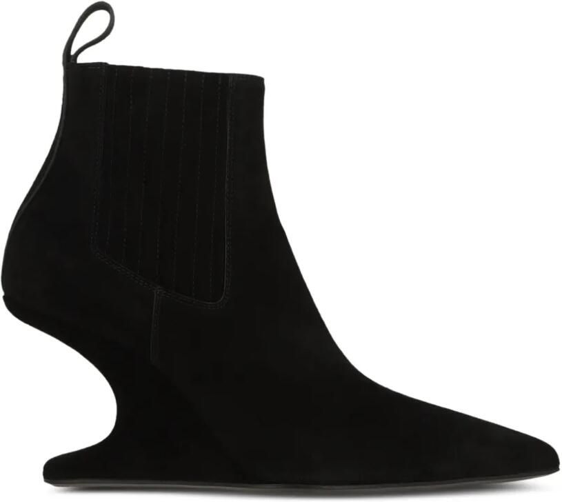 Rick Owens sculptural-wedge suede boots Zwart