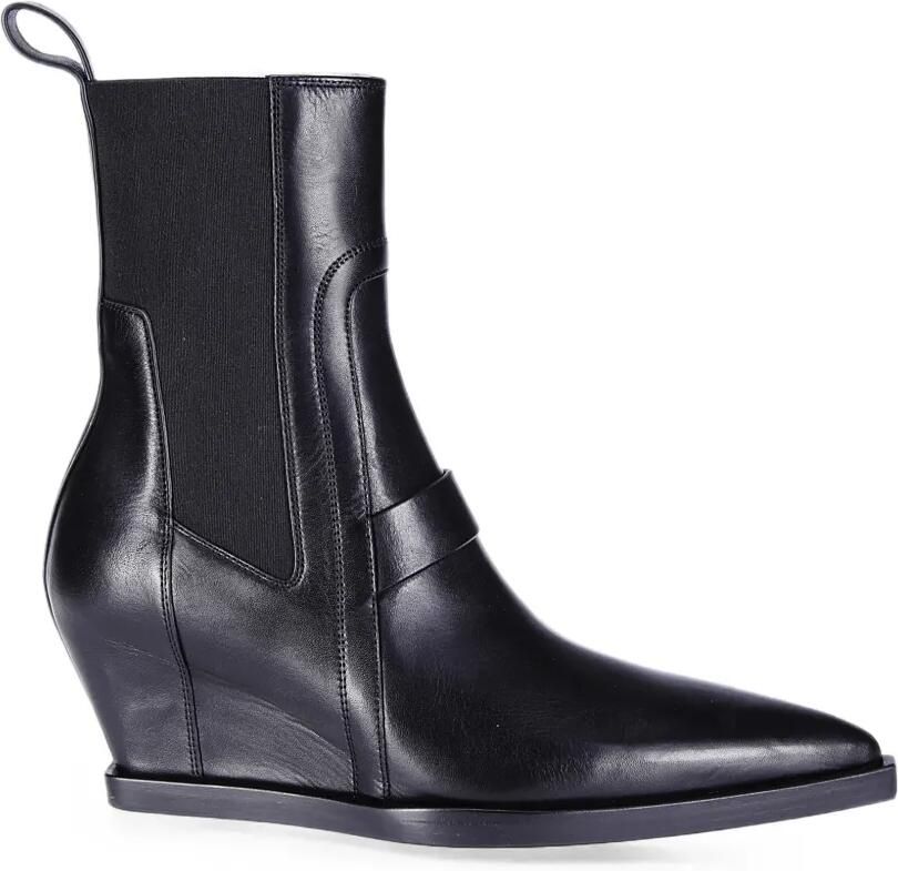 Rick Owens Sharp enkellaarzen met sleehak Zwart