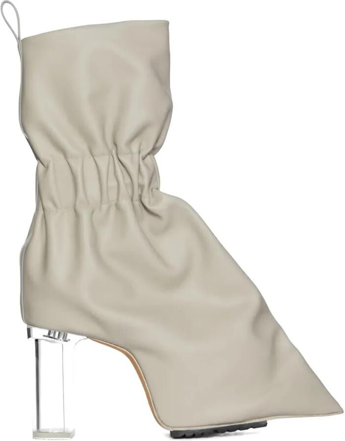 Rick Owens Taquito gesmockte leren enkellaarzen Grijs