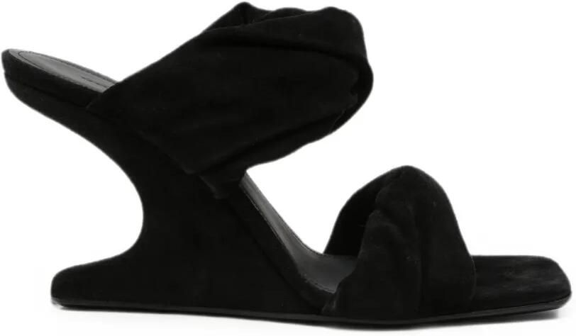 Rick Owens Tower Cantilever 8 gedraaide sandalen van zwart suède leer