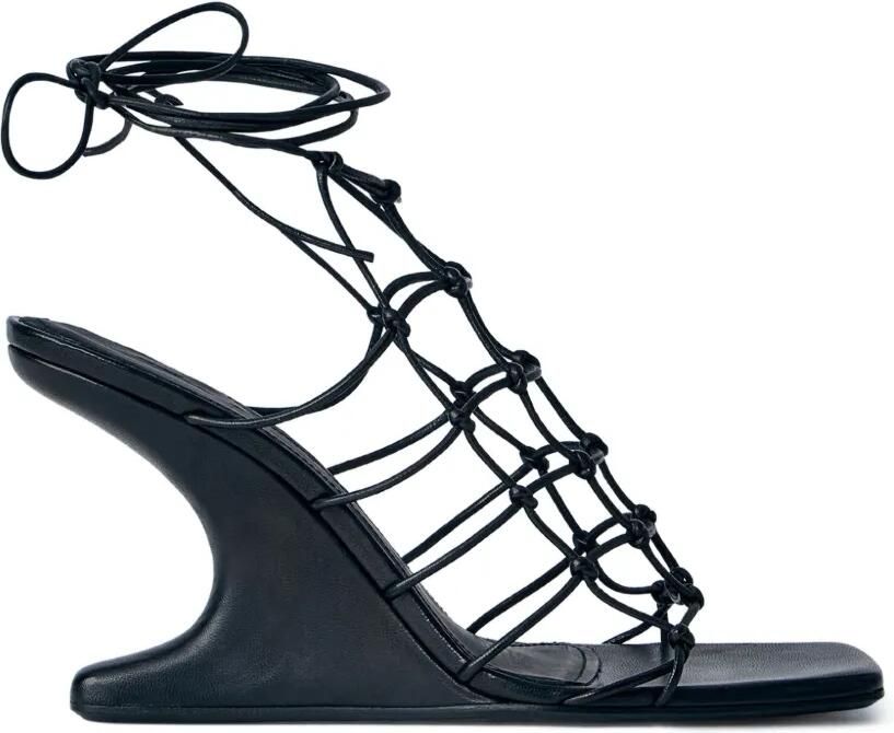 Rick Owens Web Cantilever gekooide sculpturale sandalen met sleehak Zwart