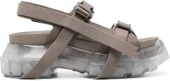 Rick Owens 65 mm suède sandalen met chunky plateauzool Bruin