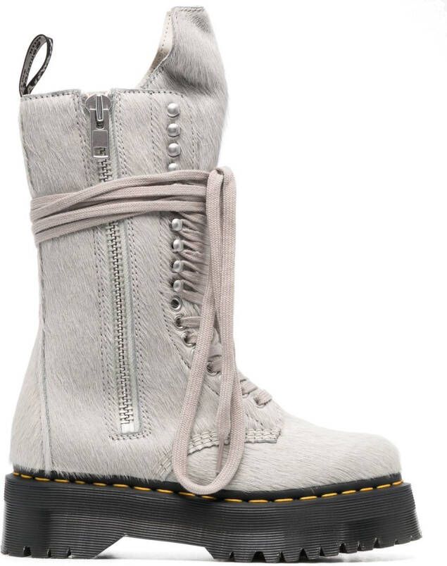 Rick Owens x leren laarzen Beige