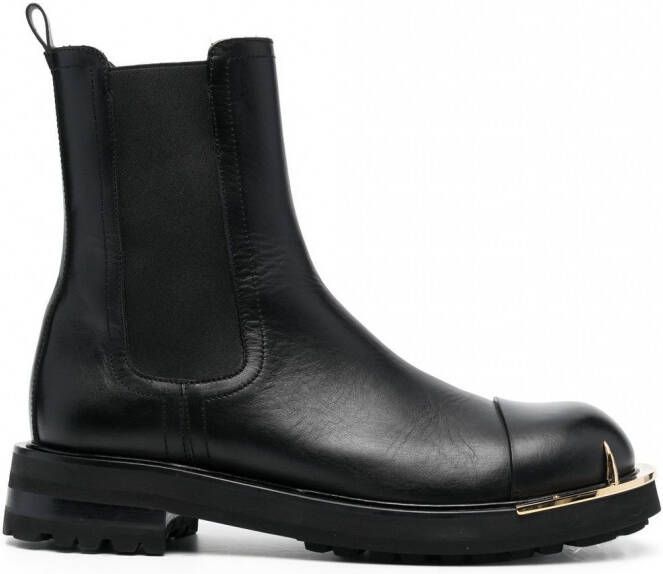 Roberto Cavalli Combat boots met geruit vlak Zwart