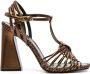 Roberto Cavalli Leren sandalen met geweven bandjes Goud - Thumbnail 1