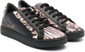 Roberto Cavalli Junior Sneakers met contrasterende luipaardprint Zwart