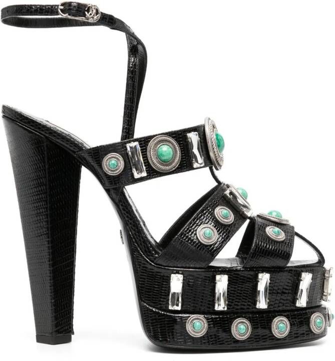 Roberto Cavalli Leren sandalen Zwart