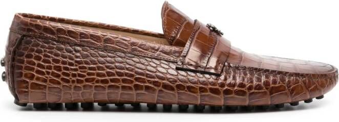 Roberto Cavalli Loafers met krokodillen-reliëf Bruin