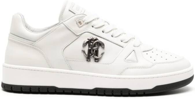 Roberto Cavalli Mirror Snake leren sneakers Wit