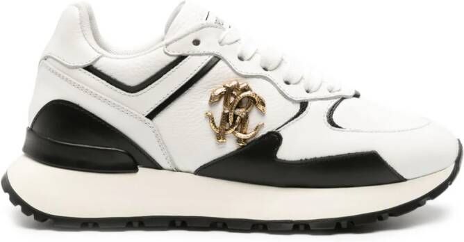 Roberto Cavalli Mirror Snake leren sneakers Wit