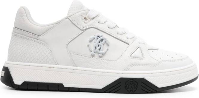Roberto Cavalli Leren sneakers met plakkaat Wit
