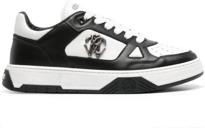 Roberto Cavalli RC-plaque leather sneakers Zwart