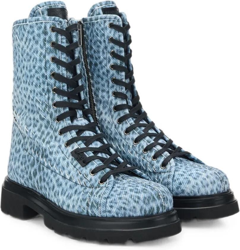 Roberto Cavalli Combat boots met luipaard-print en veters Blauw - Foto 3