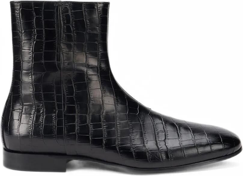 Roberto Cavalli croc-effect leather boots Zwart
