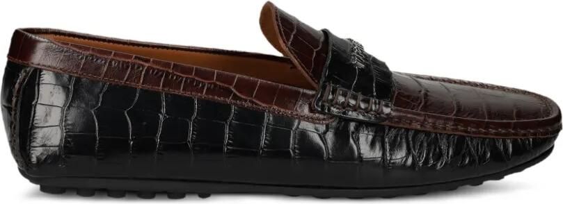 Roberto Cavalli crocodile-effect leather loafers Zwart